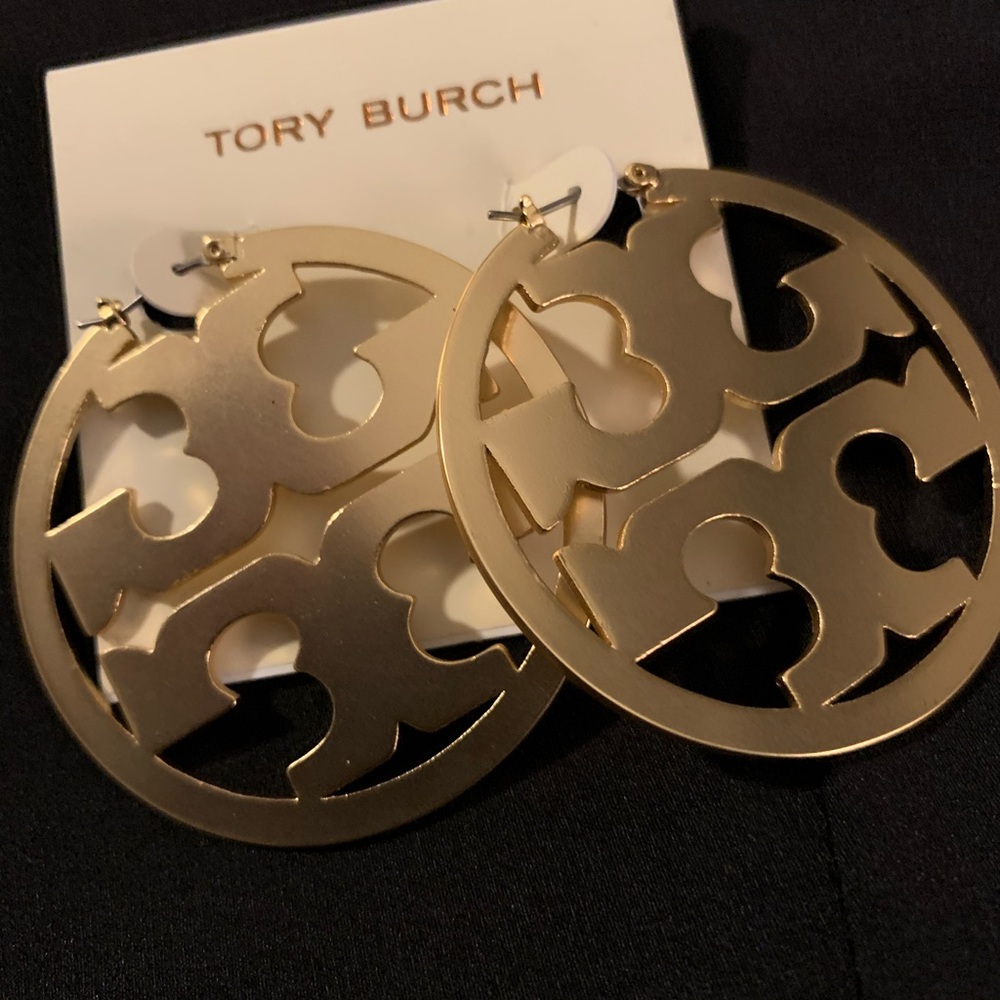 Tory Burch Signature Gold Circle Mark Earrings